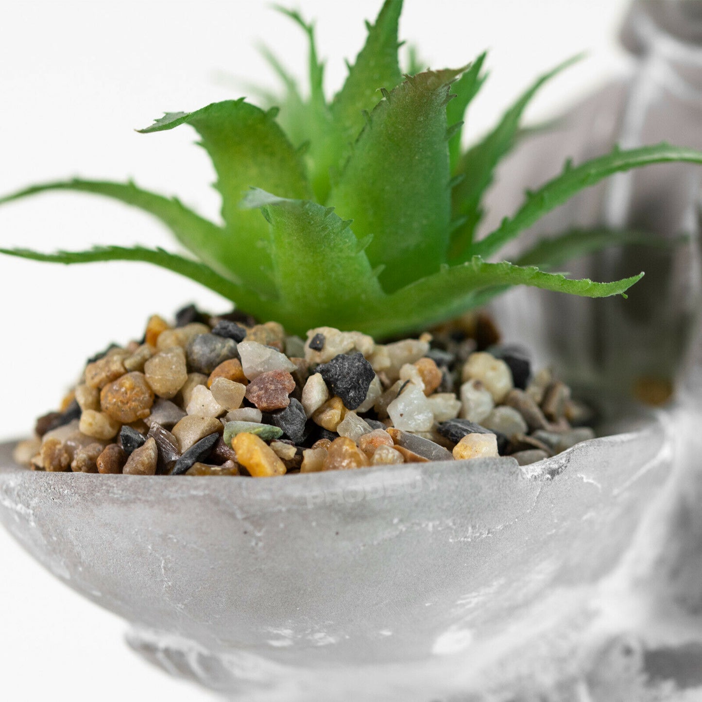 Grey Small Buddha Figure with Succulent