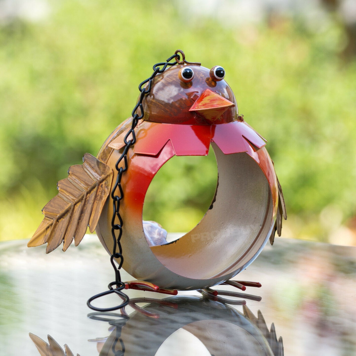 Hanging Robin Metal Garden Bird Feeder