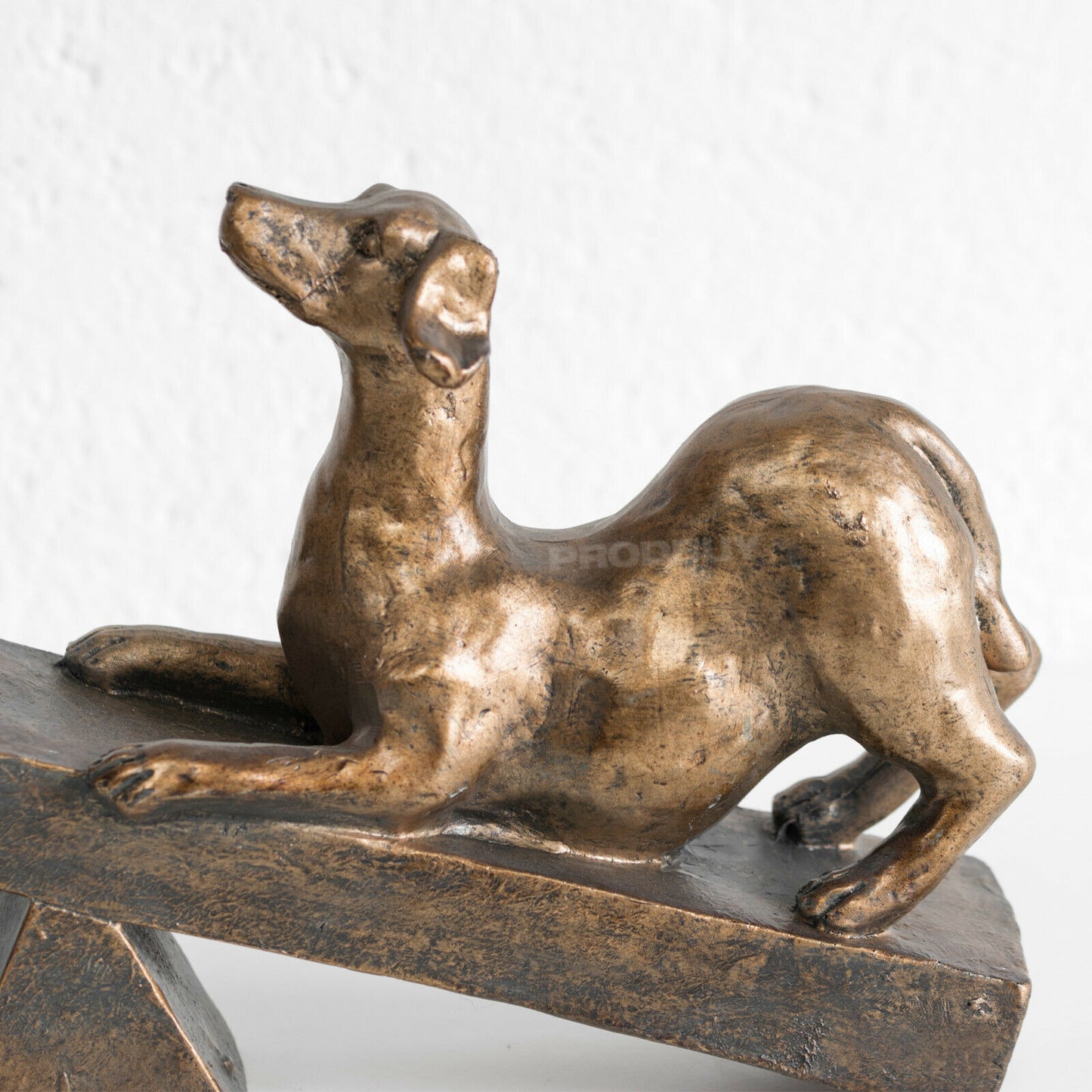 Dogs Playing On Seesaw Ornament Aged Bronze Colour