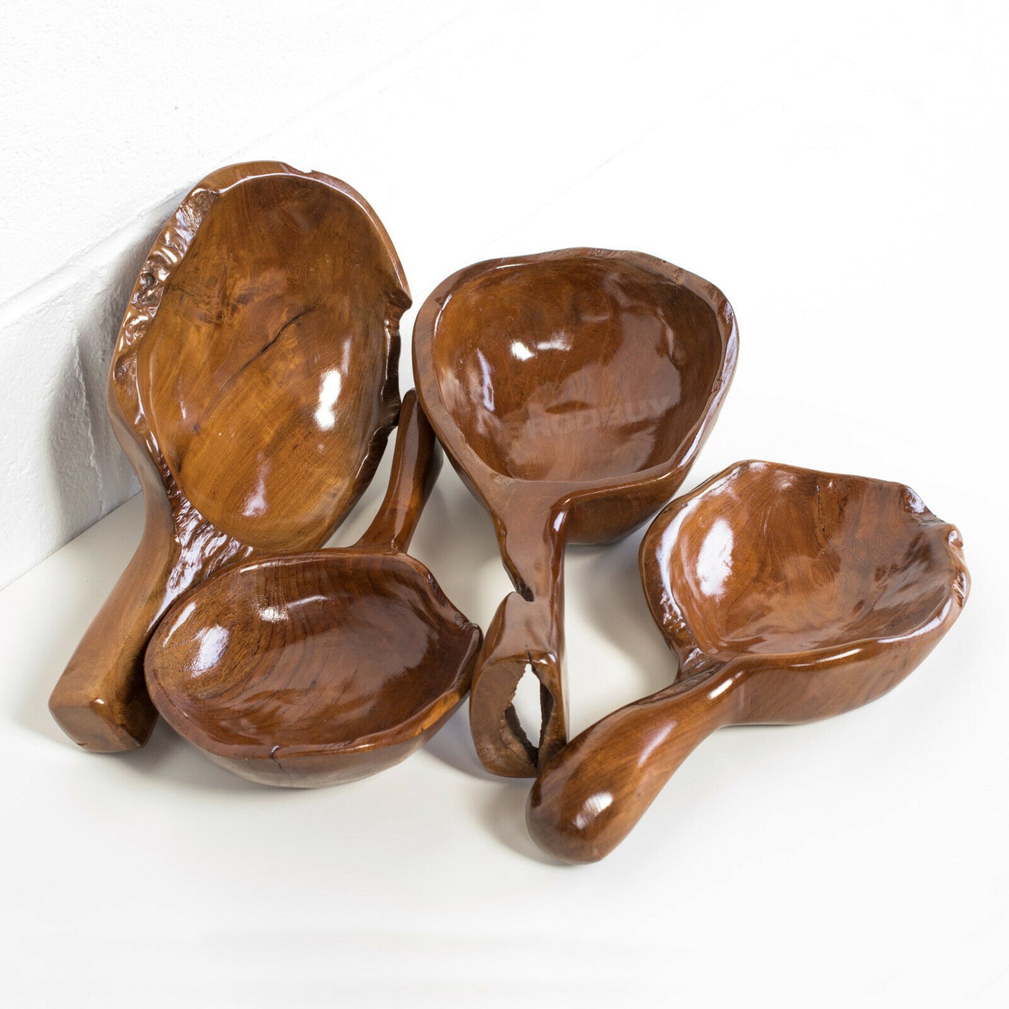 Small Teak Wooden Fruit Bowl with Handle