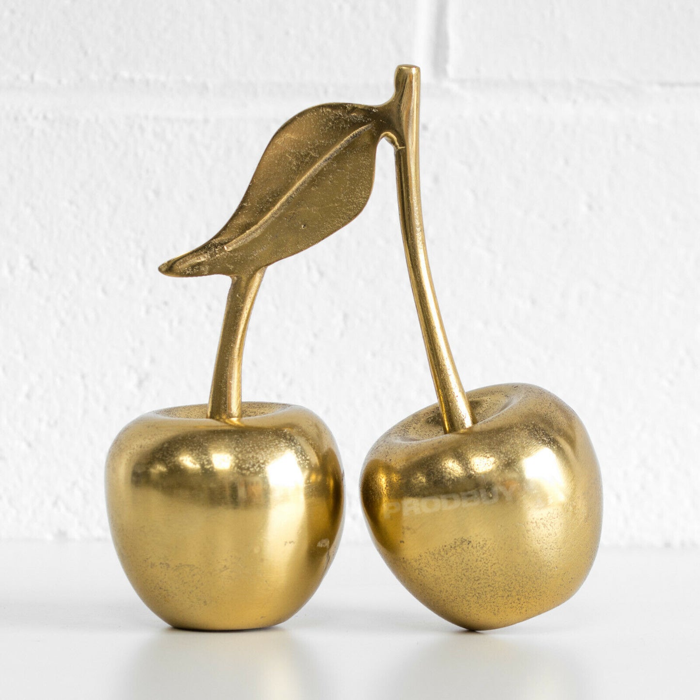 Gold Metal Cherry Sculpture 21.8cm Fruit Modern Ornament