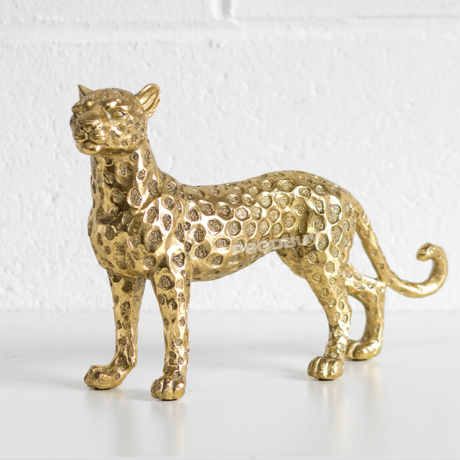 Realistic Cheetah Figurine,Golden Polyresin Leopard Statues,Antique Wild  Animals Sculpture for Living Room Bedroom Shelf Decorative Ornament Figures  