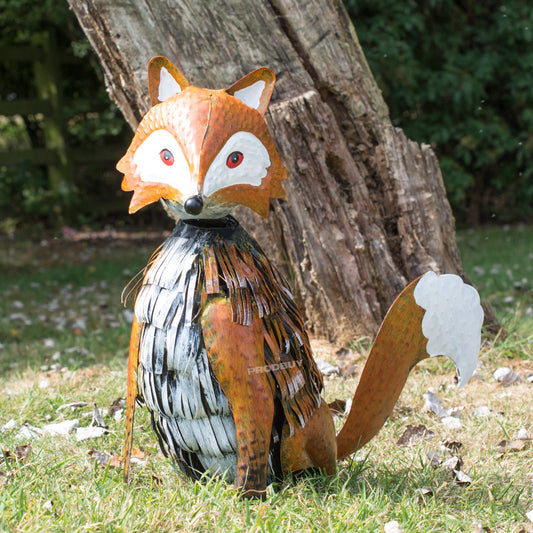 Large Metal Nodding Fox Garden Ornament