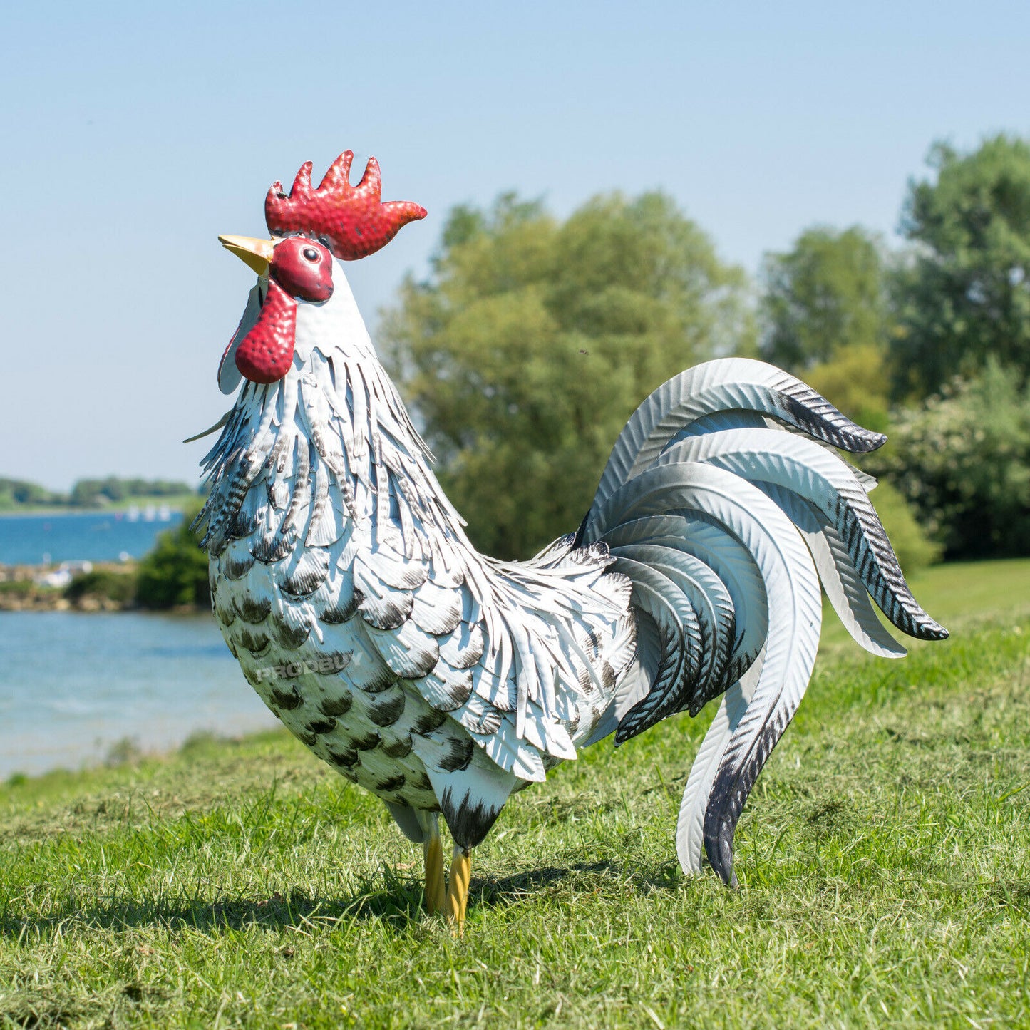 Large Metal Chicken Ornament Garden Rooster Sculpture