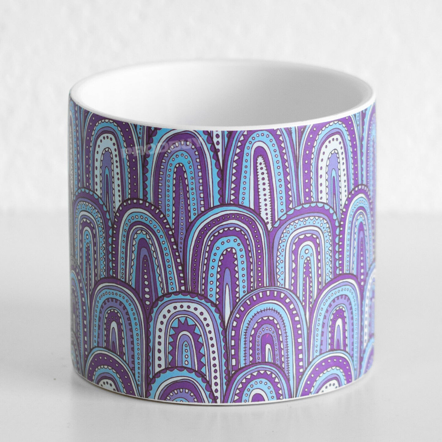 Blue Geometric Medium 13cm Plant Pot