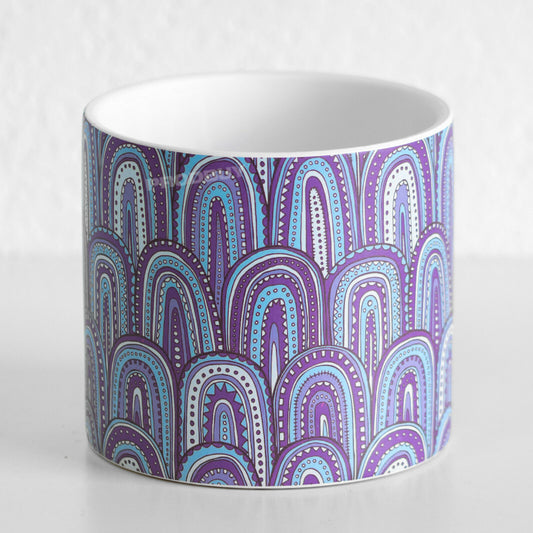 Blue Geometric Medium 13cm Plant Pot