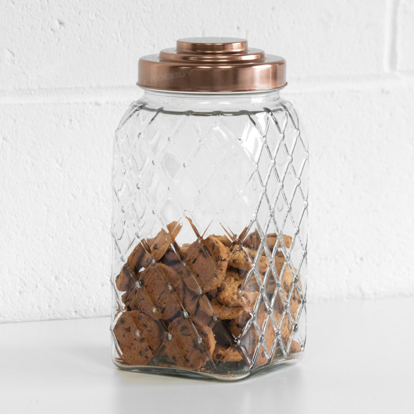 Large 3.4 Litre Copper Lid Glass Food Storage Jar