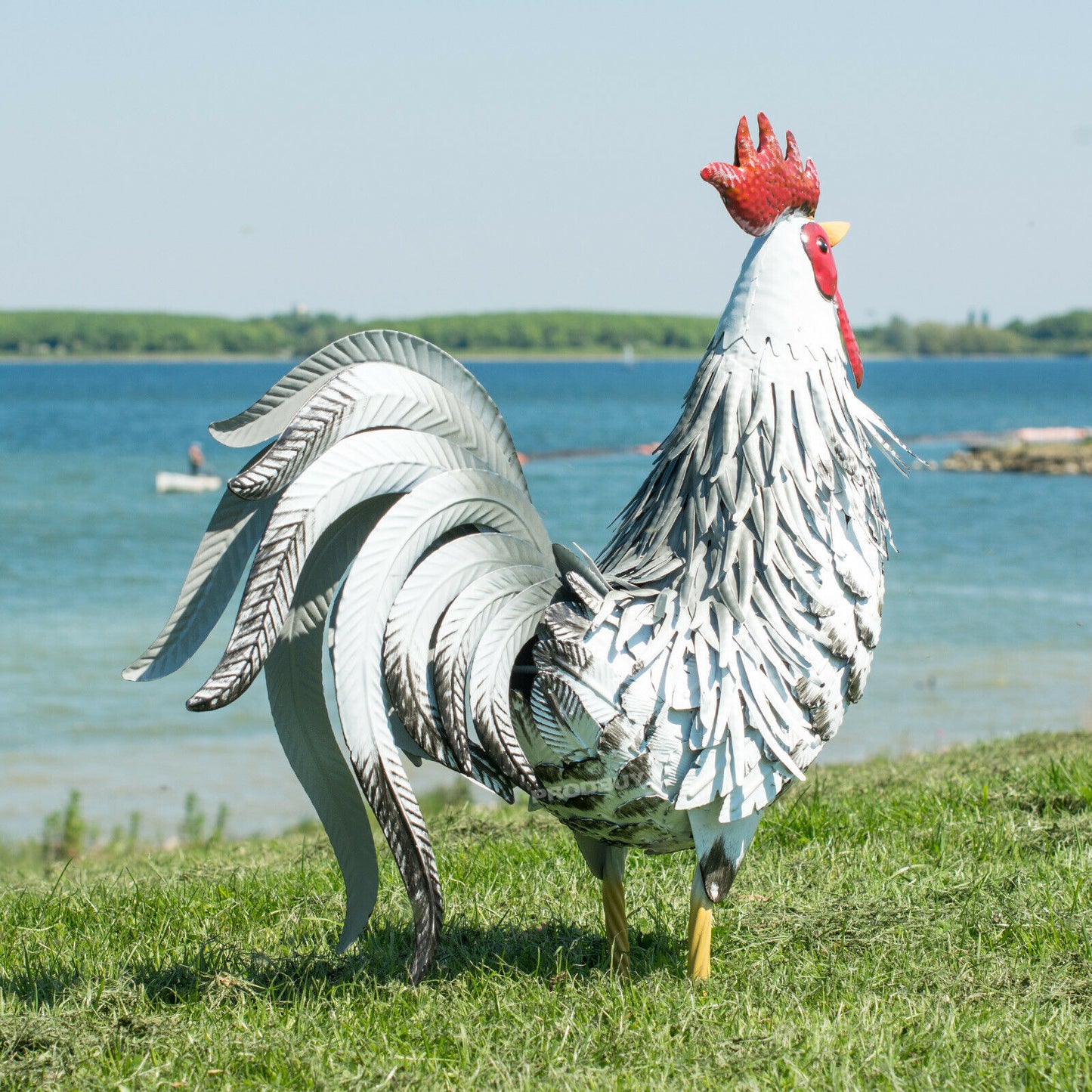 Large Metal Chicken Ornament Garden Rooster Sculpture