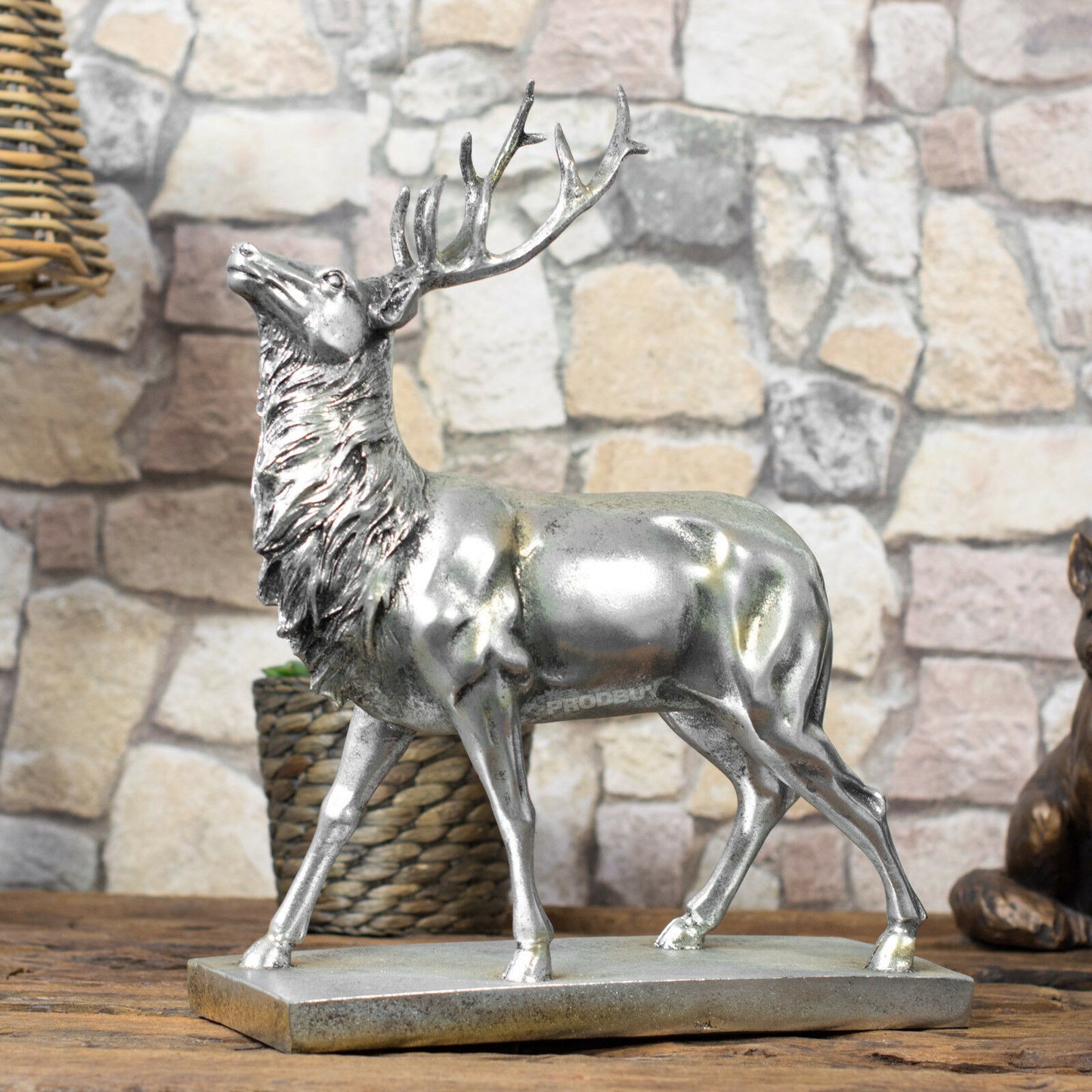 Large 39cm Silver Deer Stag Reindeer Ornament
