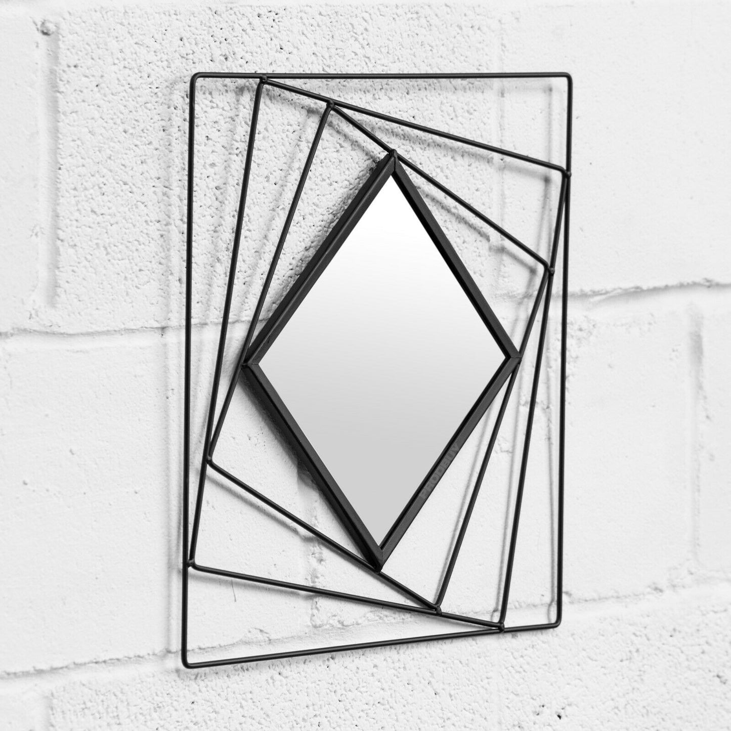 Black Wire Wall Mirror with 40cm Geometric Frame