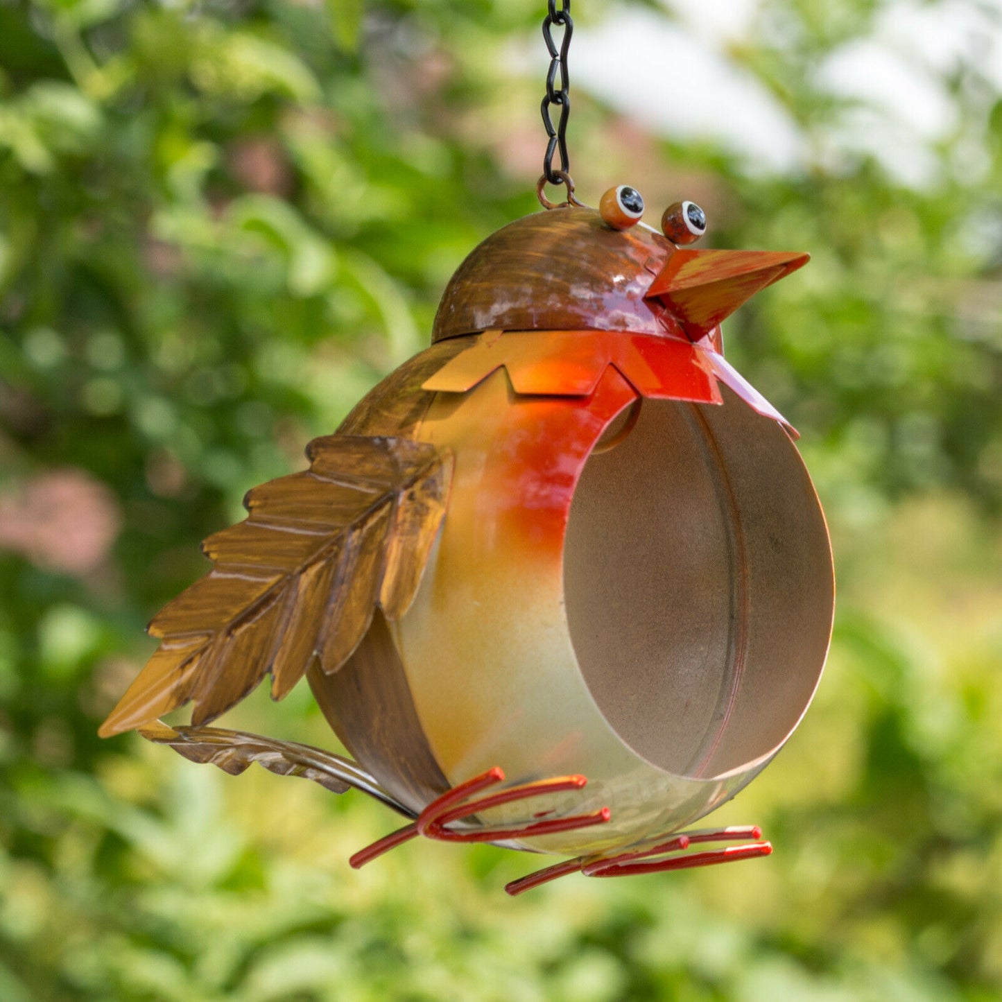 Hanging Robin Metal Garden Bird Feeder