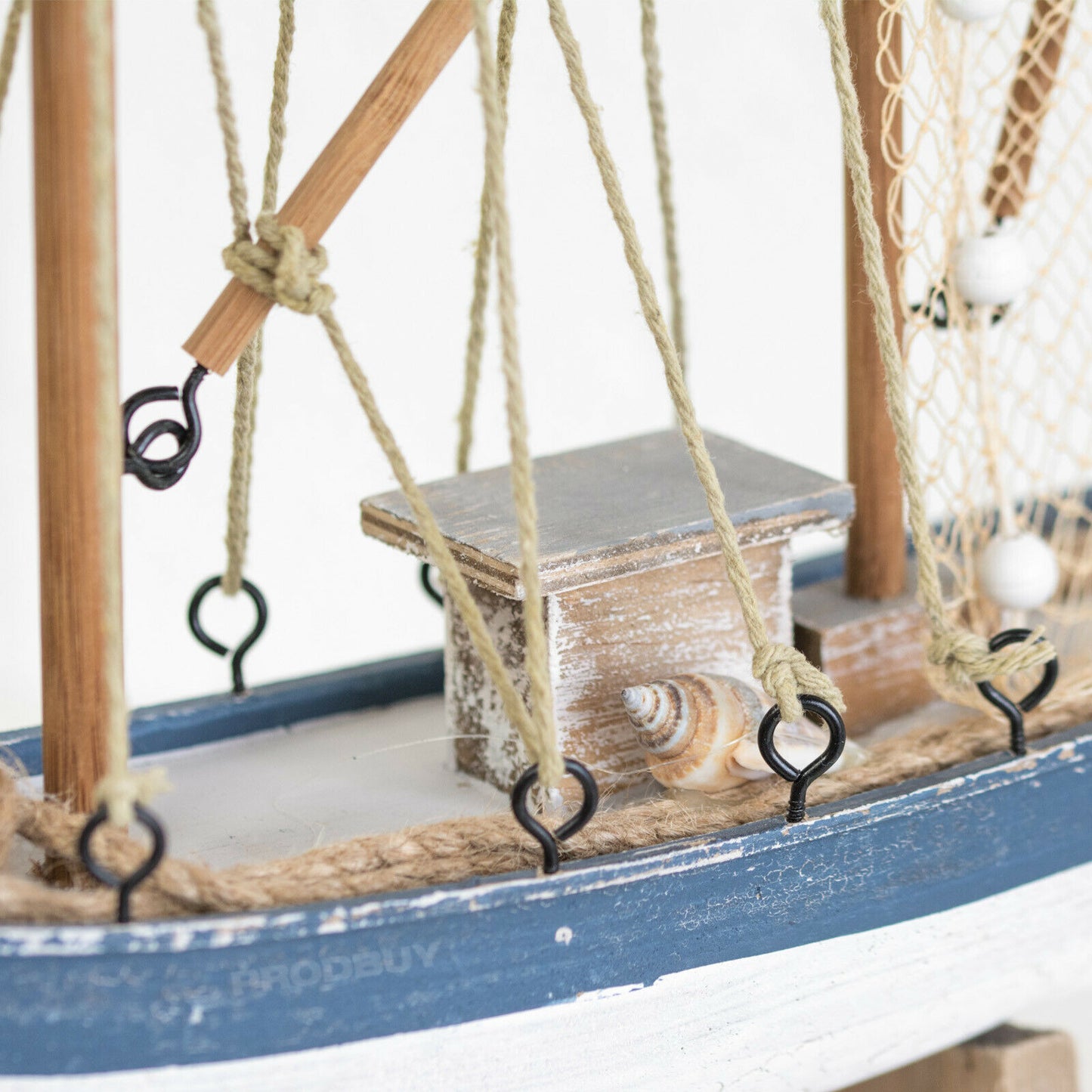 Wooden Sailboat Ornament 39cm Trawler Boat Model