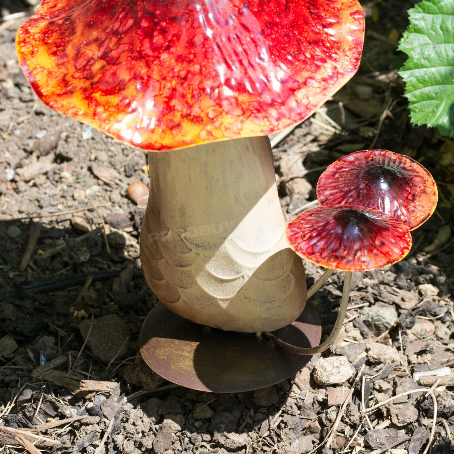 Orange Metal Toadstools Stake Garden Ornament