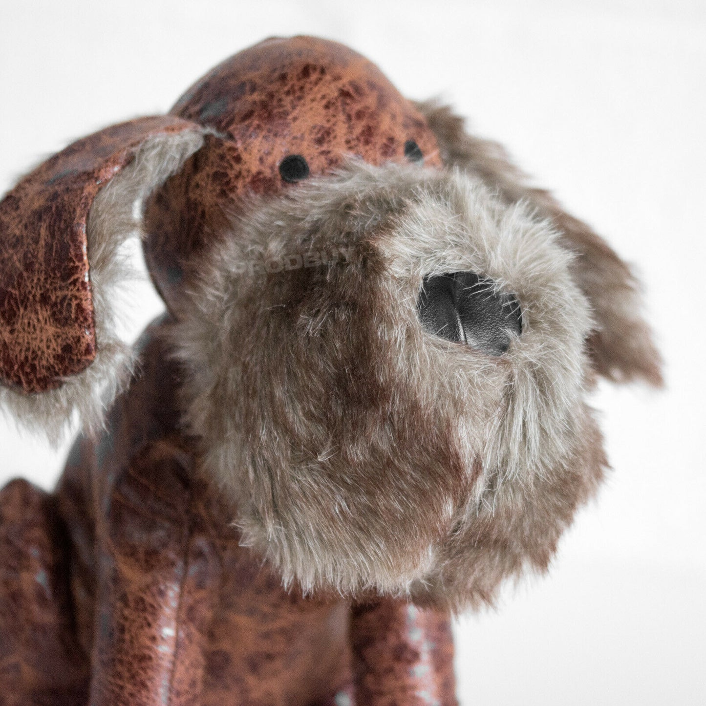 Fluffy Brown Faux Leather Dog Door Stop