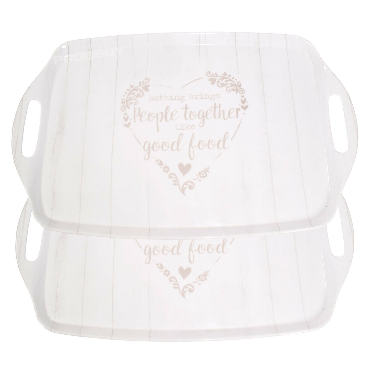 Set of 2 Food For Thought Melamine Handled Serving Trays