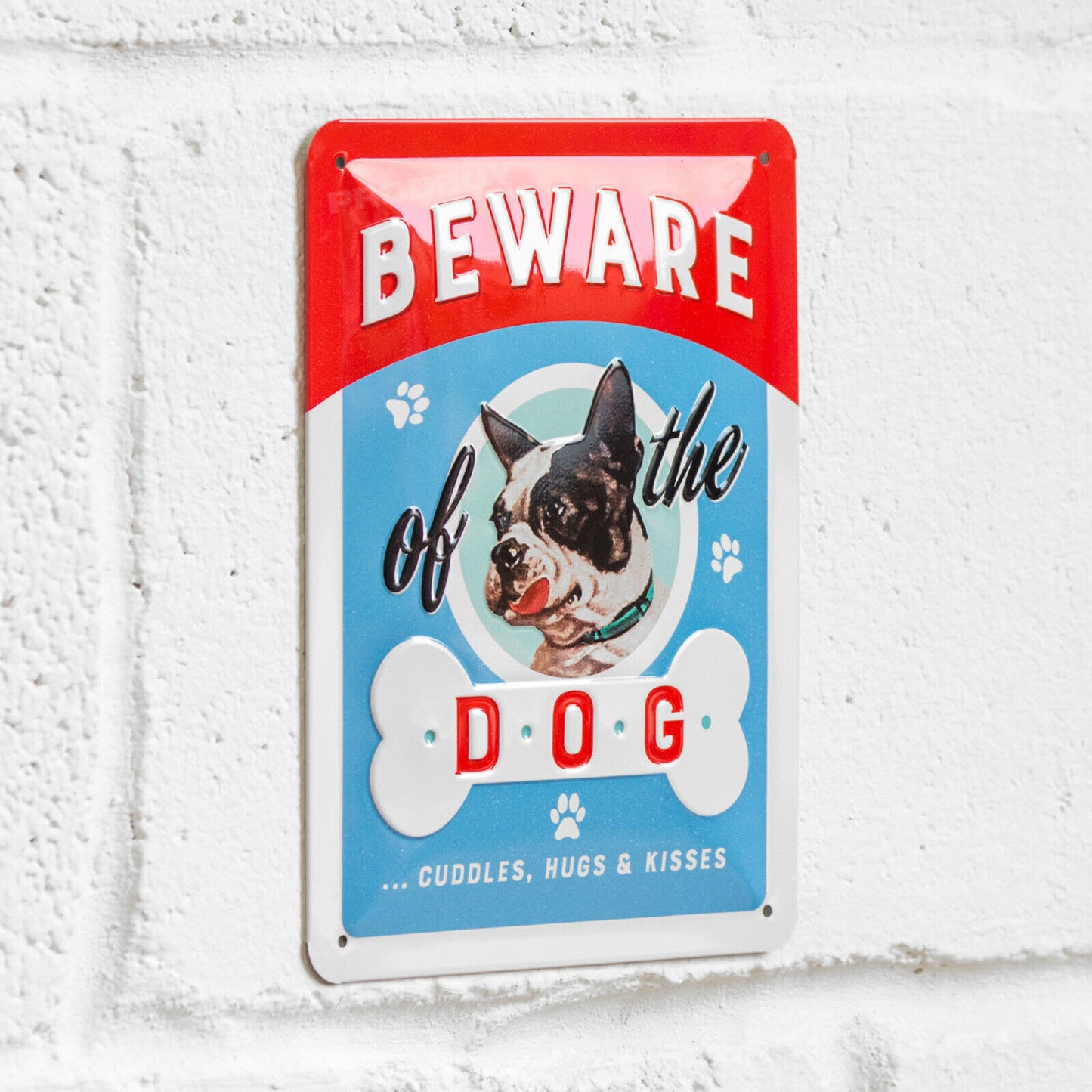 French Bulldog 'Beware Of The Dog' 20cm Metal Wall Sign