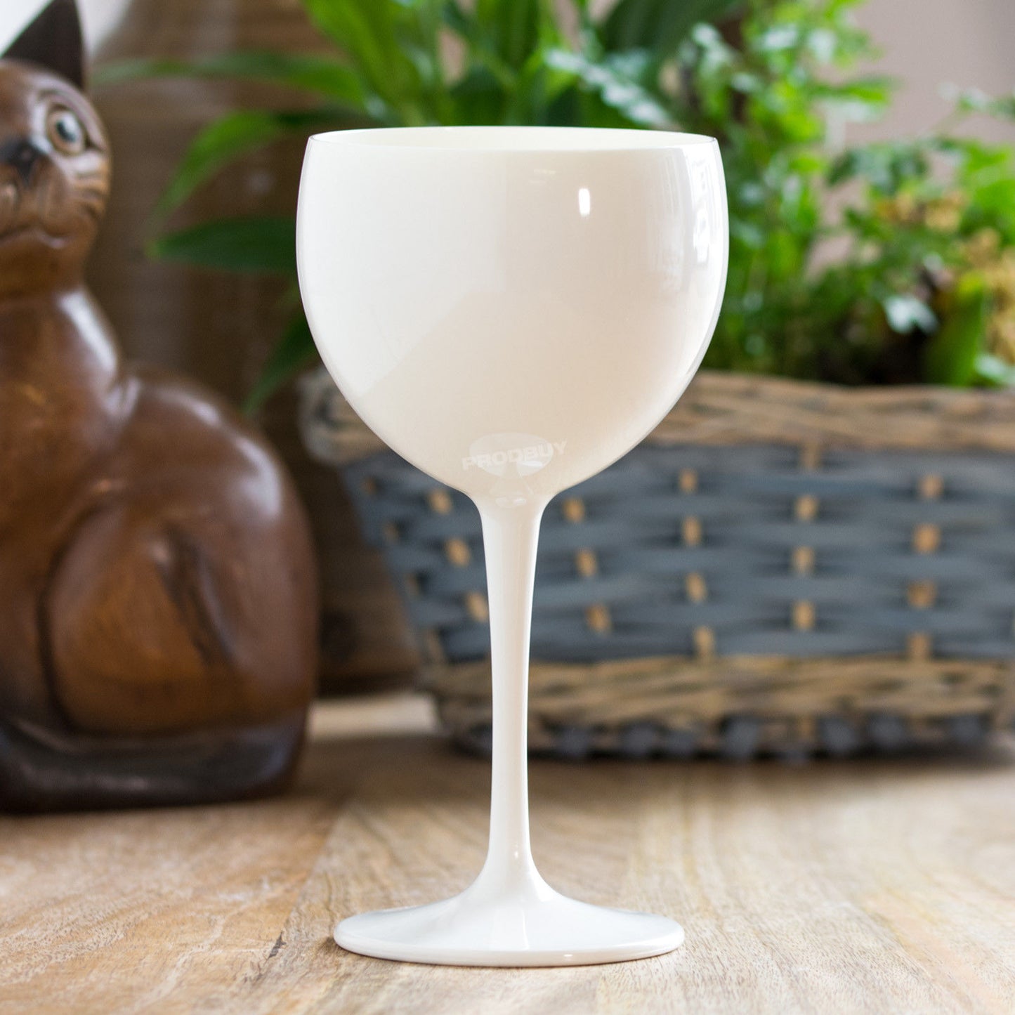 Set of 4 White Plastic Wine Glasses Gin Balloons