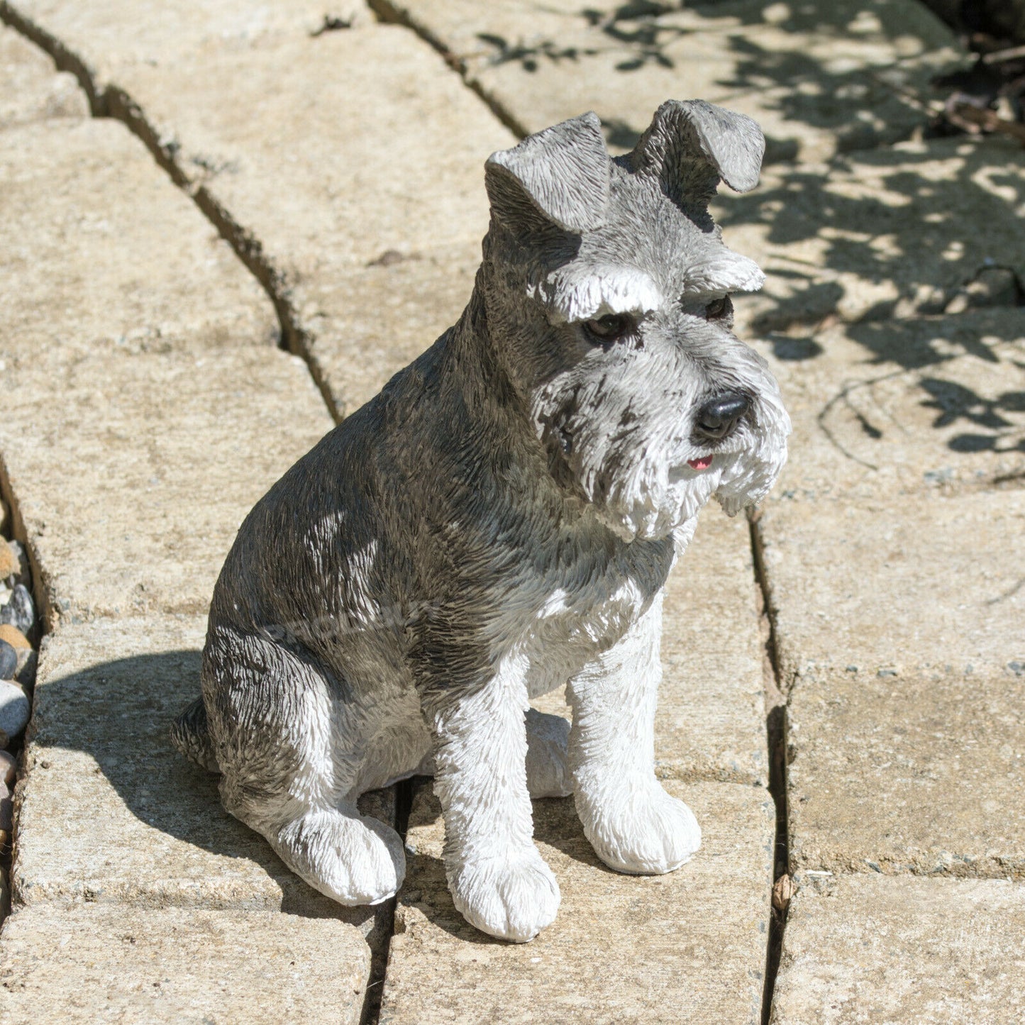 Grey Schnauzer Dog Resin Garden Ornament