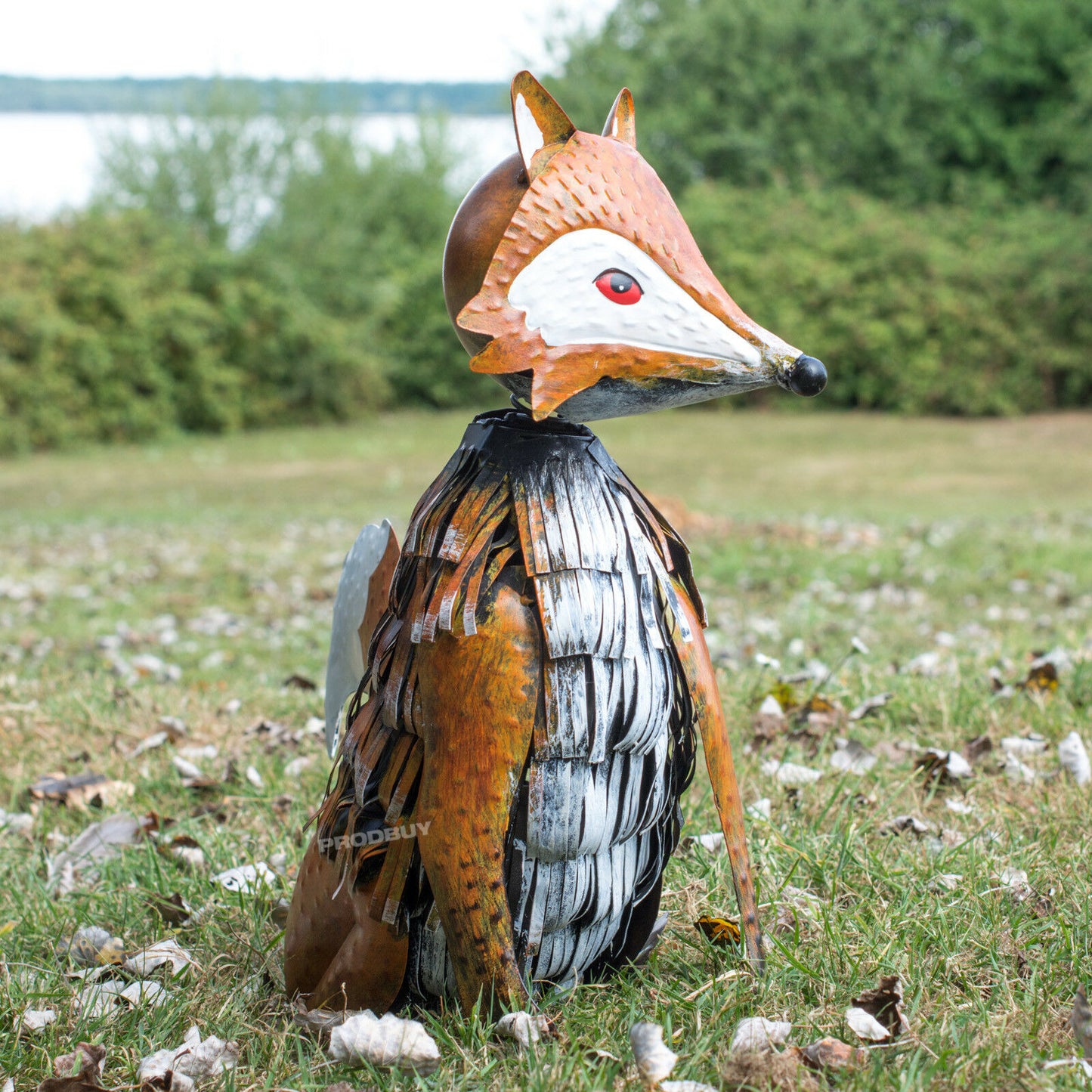 Large Metal Nodding Fox Garden Ornament