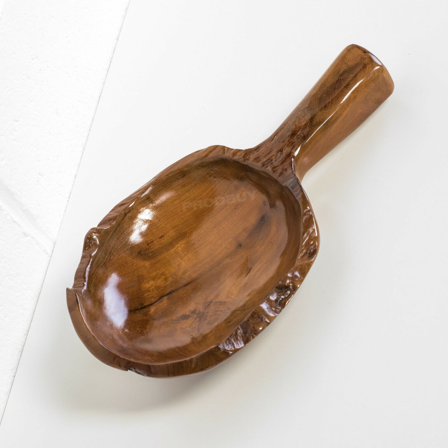 Small Teak Wooden Fruit Bowl with Handle