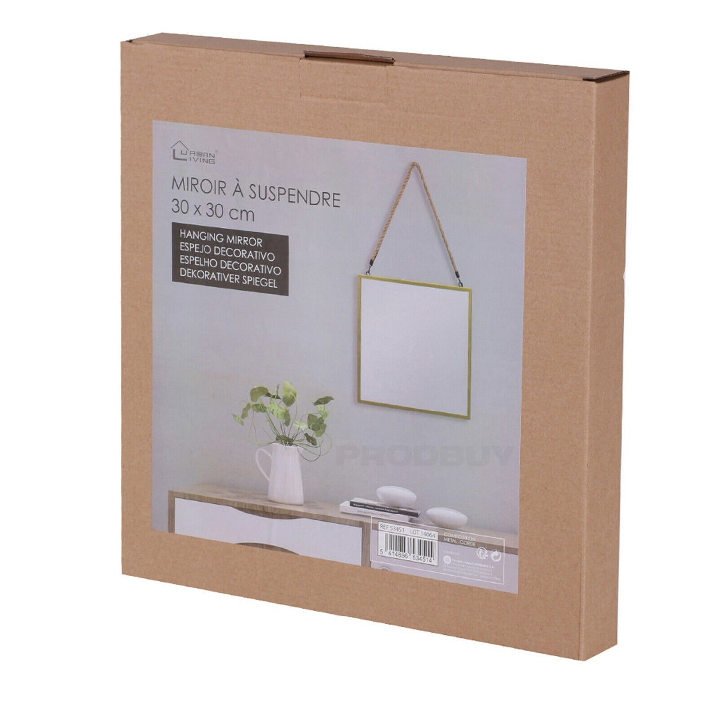 Square Rope Hanging 30cm Wall Mirror