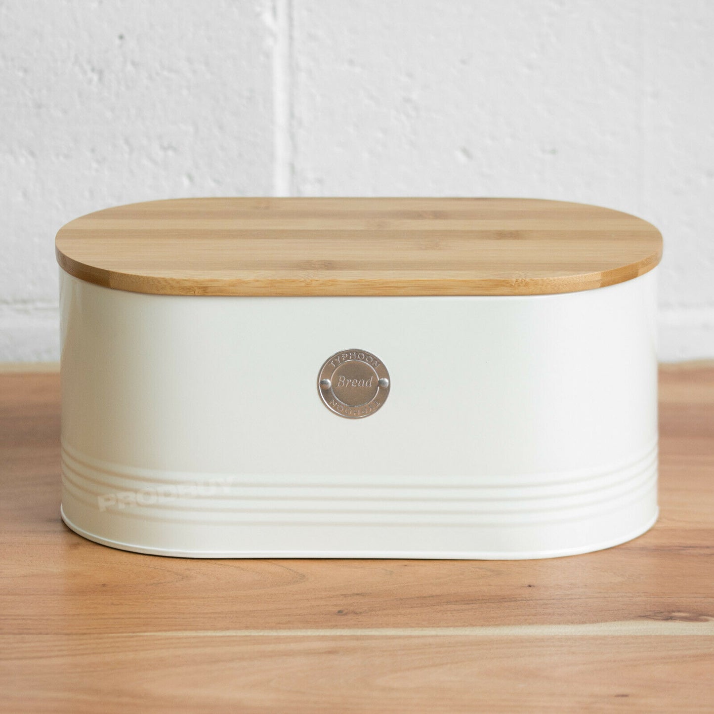 Cream Retro Metal Bread Storage Bin Crock