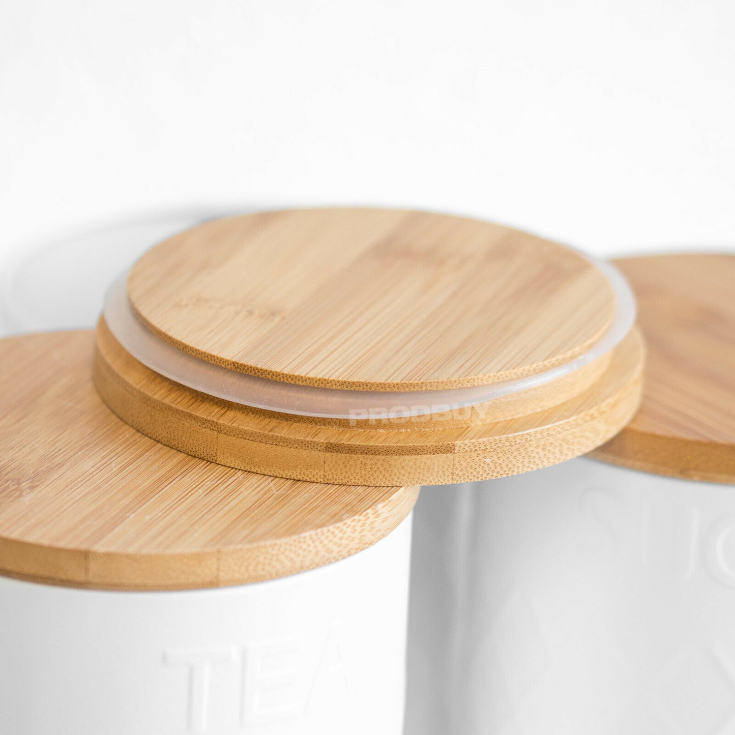 White Geometric Tea Coffee Sugar Canisters Storage Set