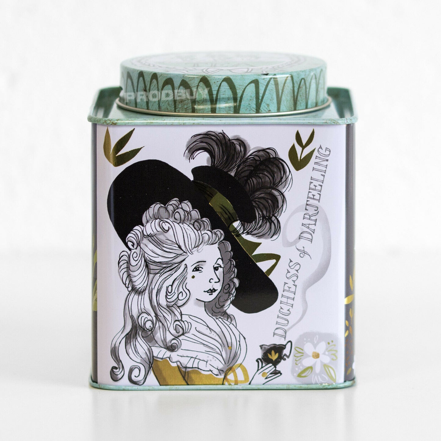 Georgian Themed Metal Tea Caddy Storage Tin