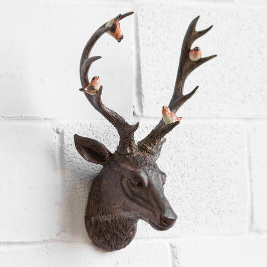 Stag Head with Birds Wall Mounted Reindeer Ornament