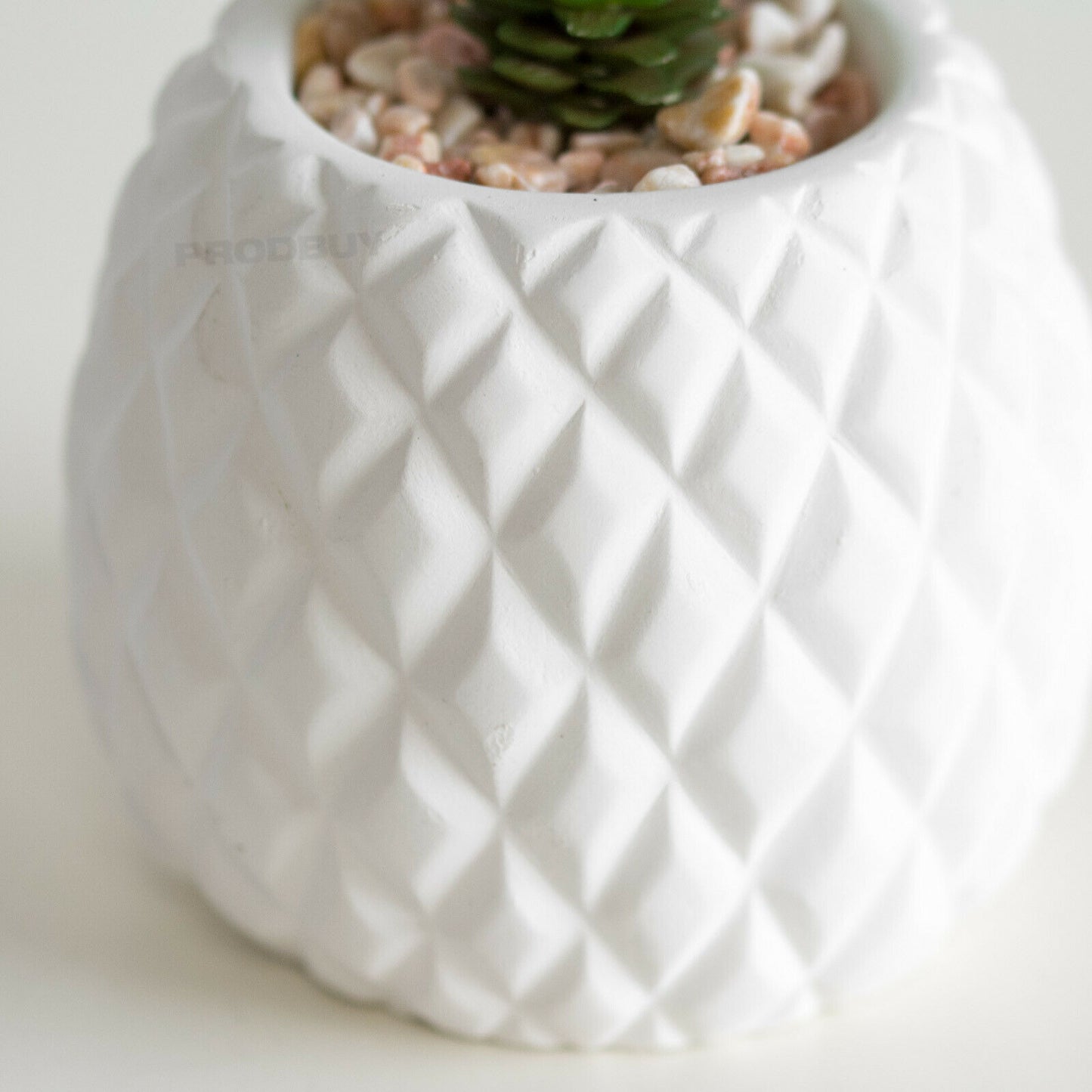 Artificial Succulent In White Ceramic Pineapple Pot