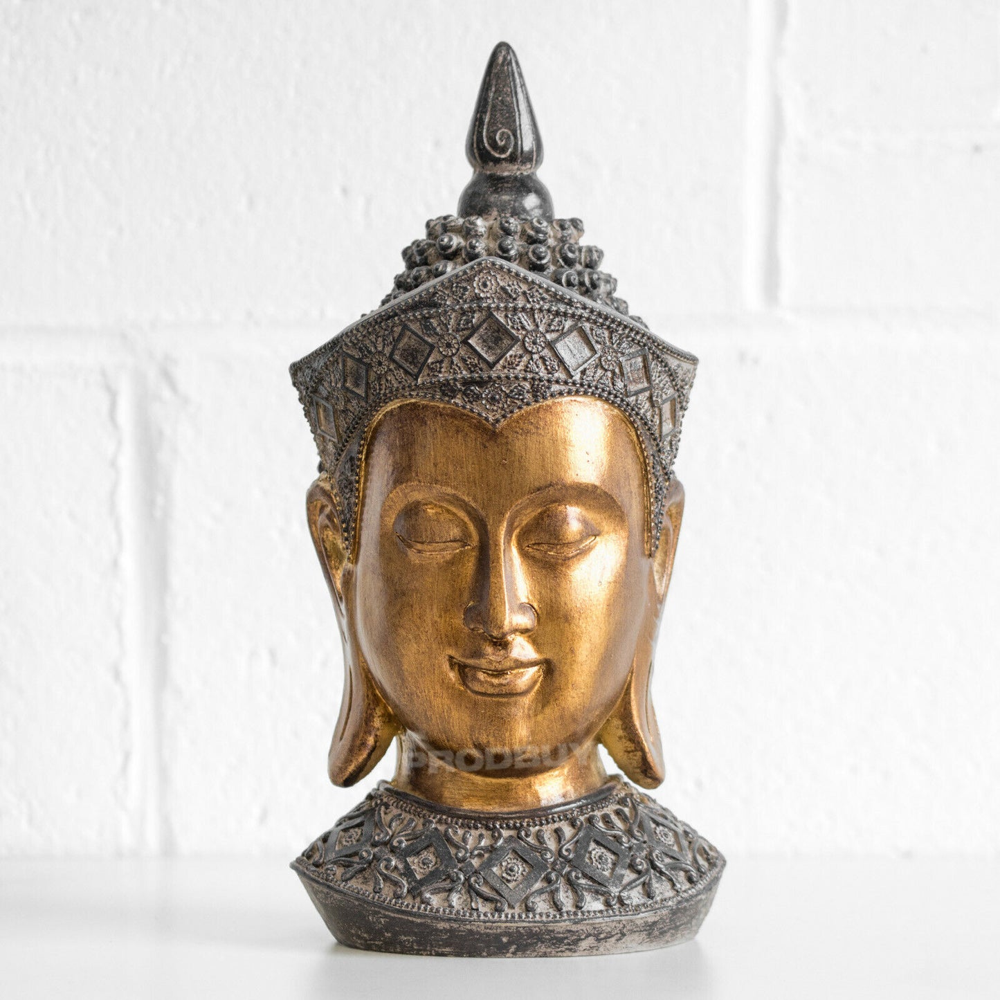 Buddha Head Ornament Aged Gold Colour Appearance