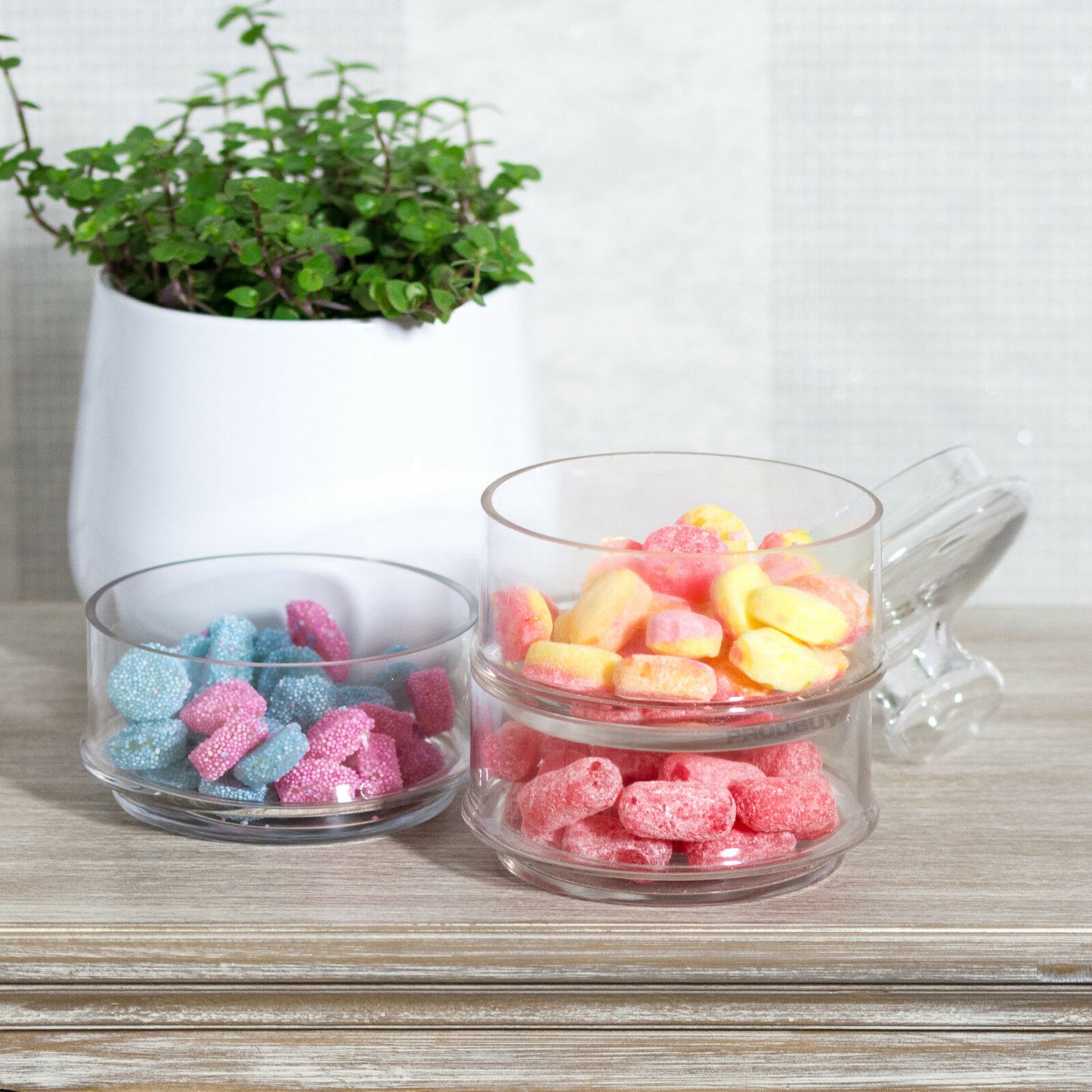 Vintage 3 Tier Stackable Glass Storage Sweets Jar