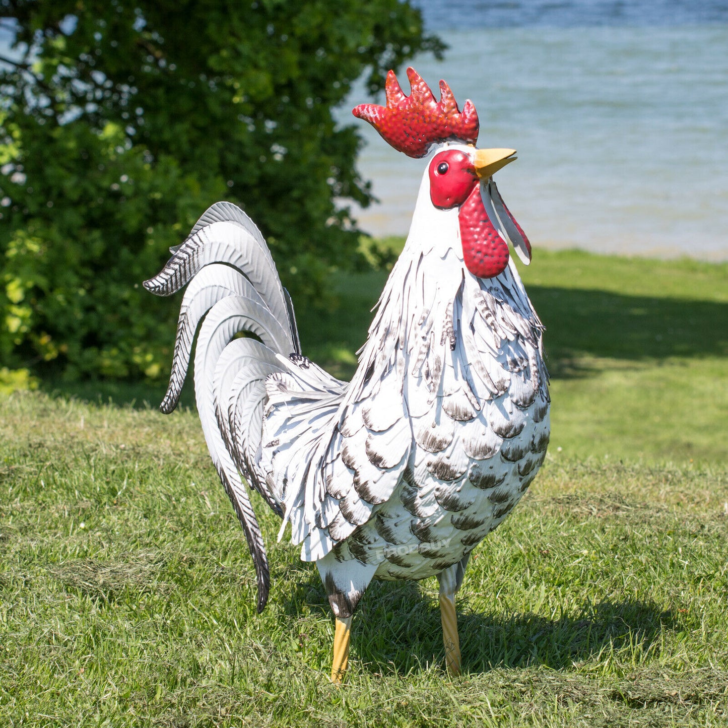 Large Metal Chicken Ornament Garden Rooster Sculpture
