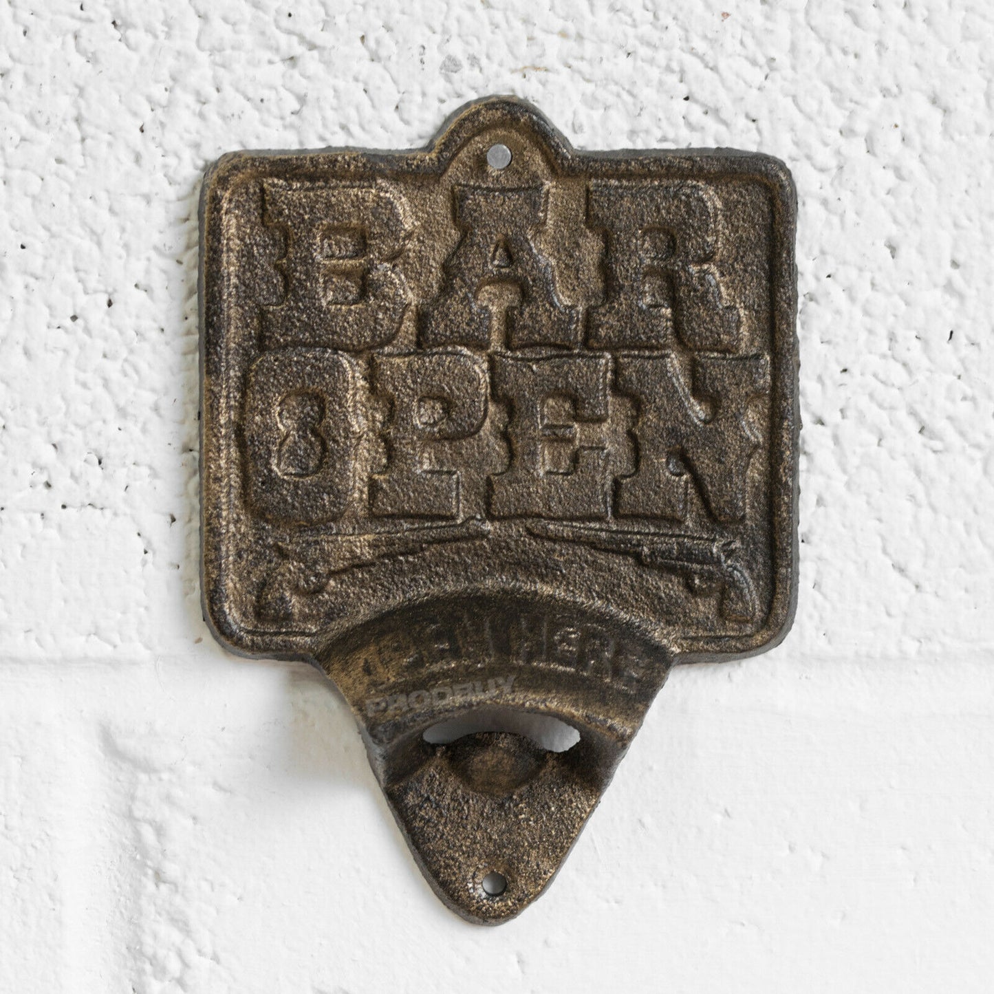 Cast Iron 'Bar Open' Wall Mounted Bottle Opener
