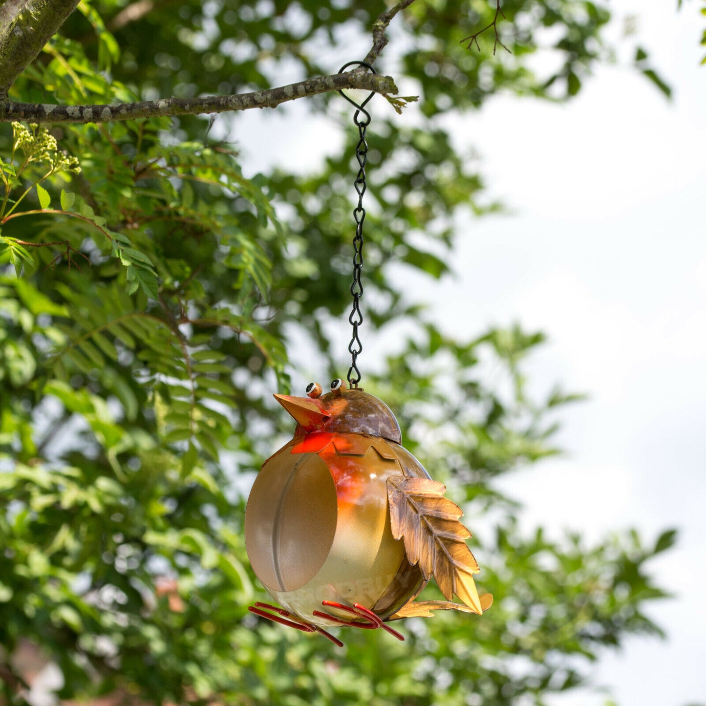 Hanging Robin Metal Garden Bird Feeder