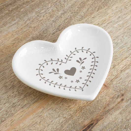 Rustic Floral Heart Ceramic Teabag Tidy