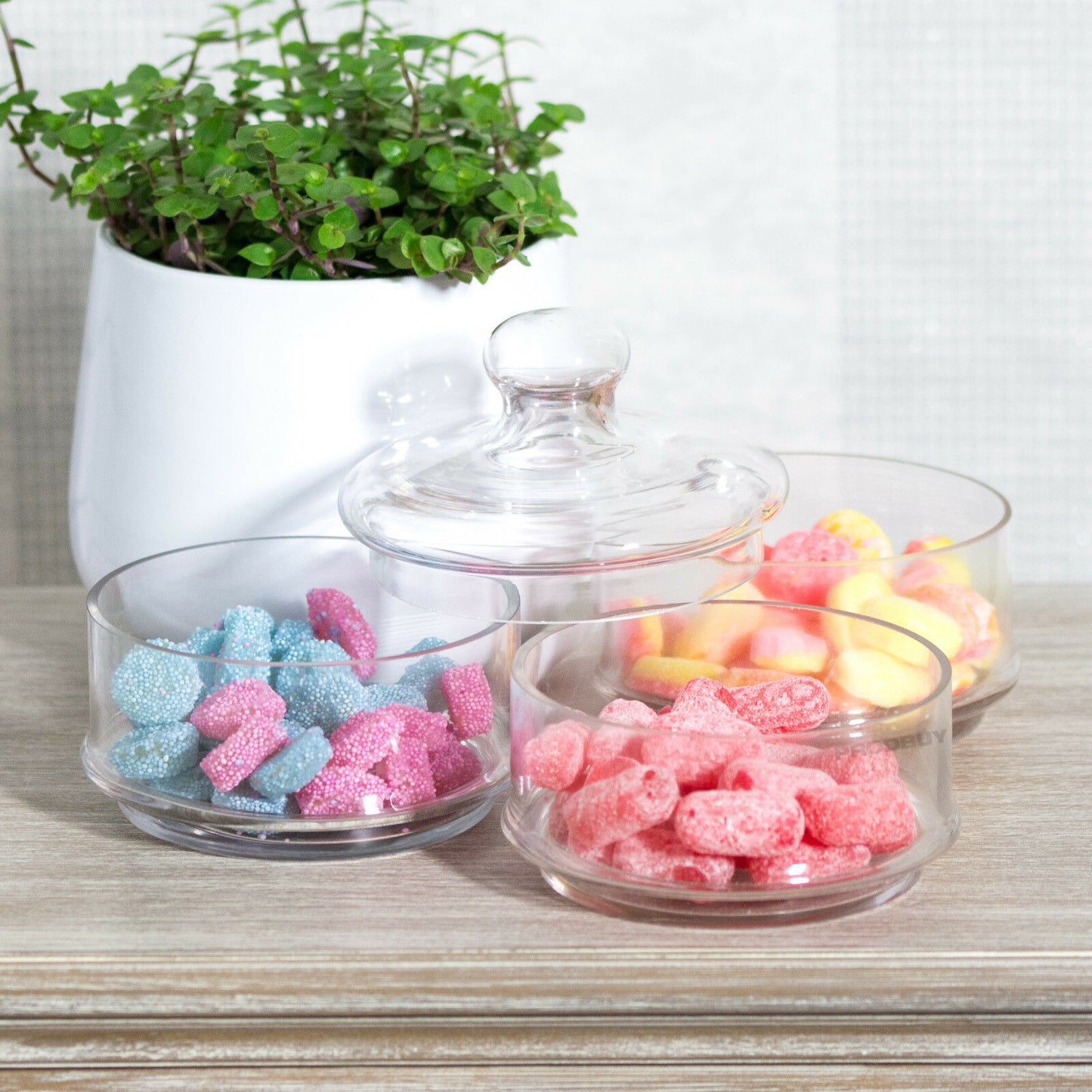 Vintage 3 Tier Stackable Glass Storage Sweets Jar
