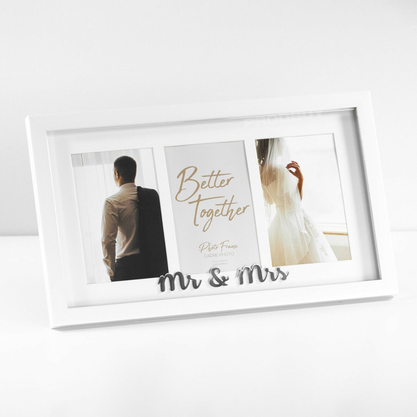 White Mr & Mrs Triple Photo Frame 4x6 Multi Picture
