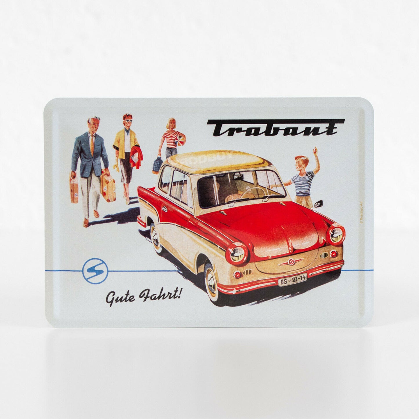 Small Retro Trabant Car 14cm Metal Wall Sign