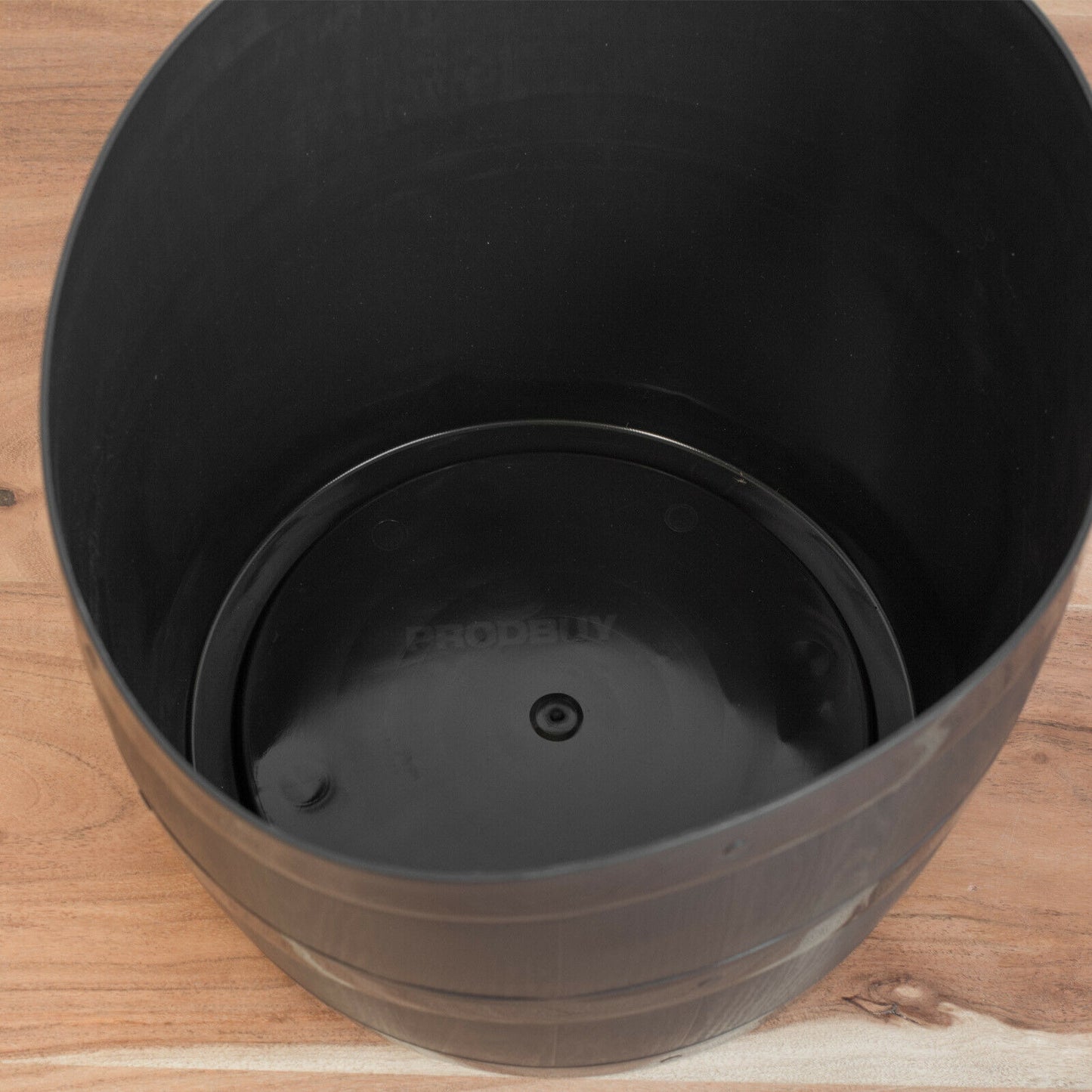 Set of 2 Black Round Barrel Planters 34cm