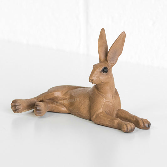 Brown Woodland Laying Hare Desk Table Ornament