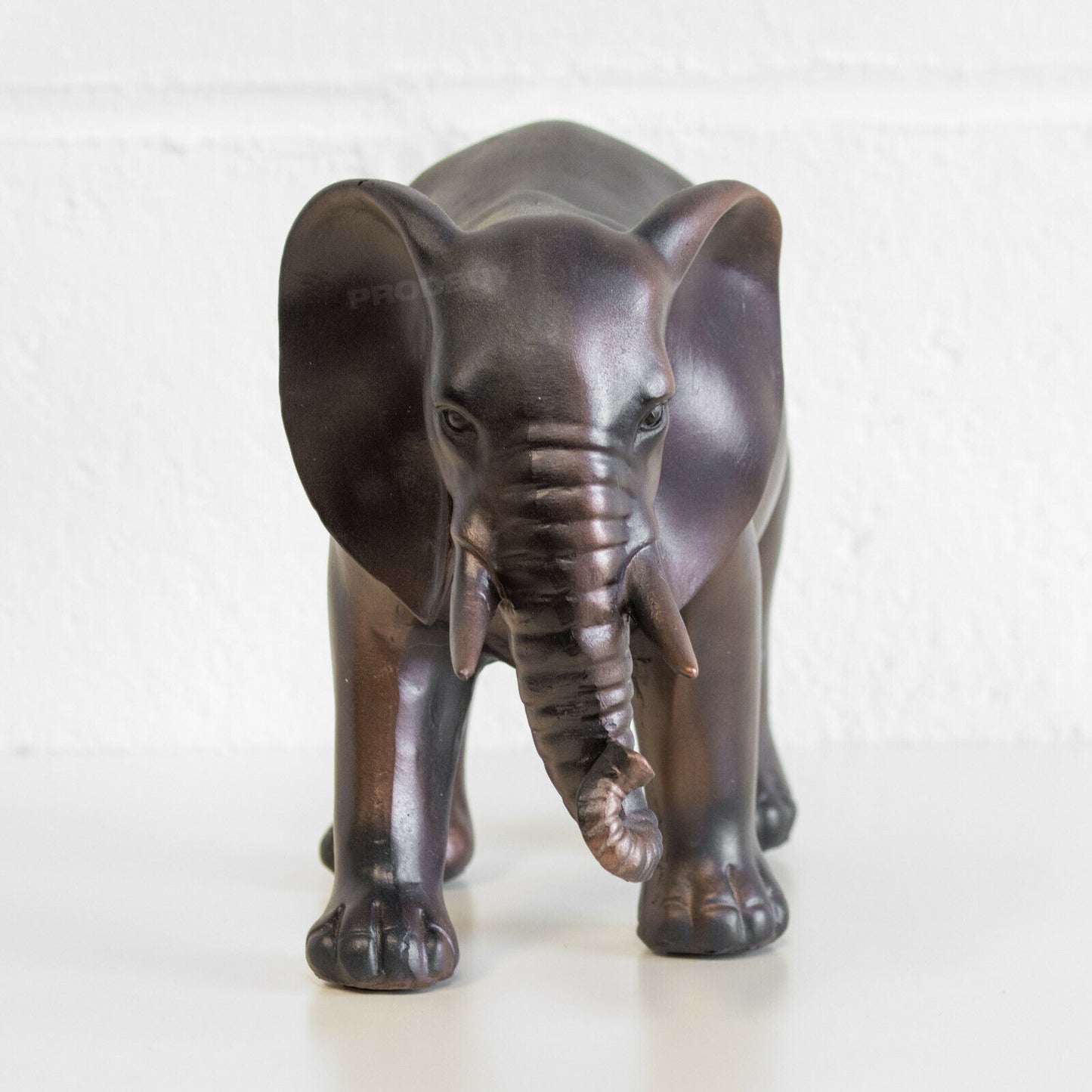Wild Elephant Ornament Standing 30cm Bronzed Resin