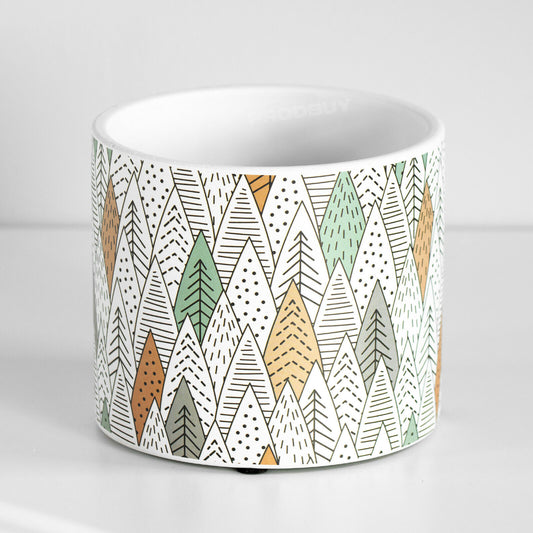 Floral Geometric Trees 12cm Plant Pot Small Ceramic Indoor Cover