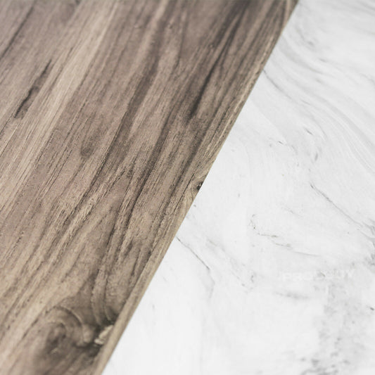 Glass 40cm Chopping Board with Marble & Wood Pattern