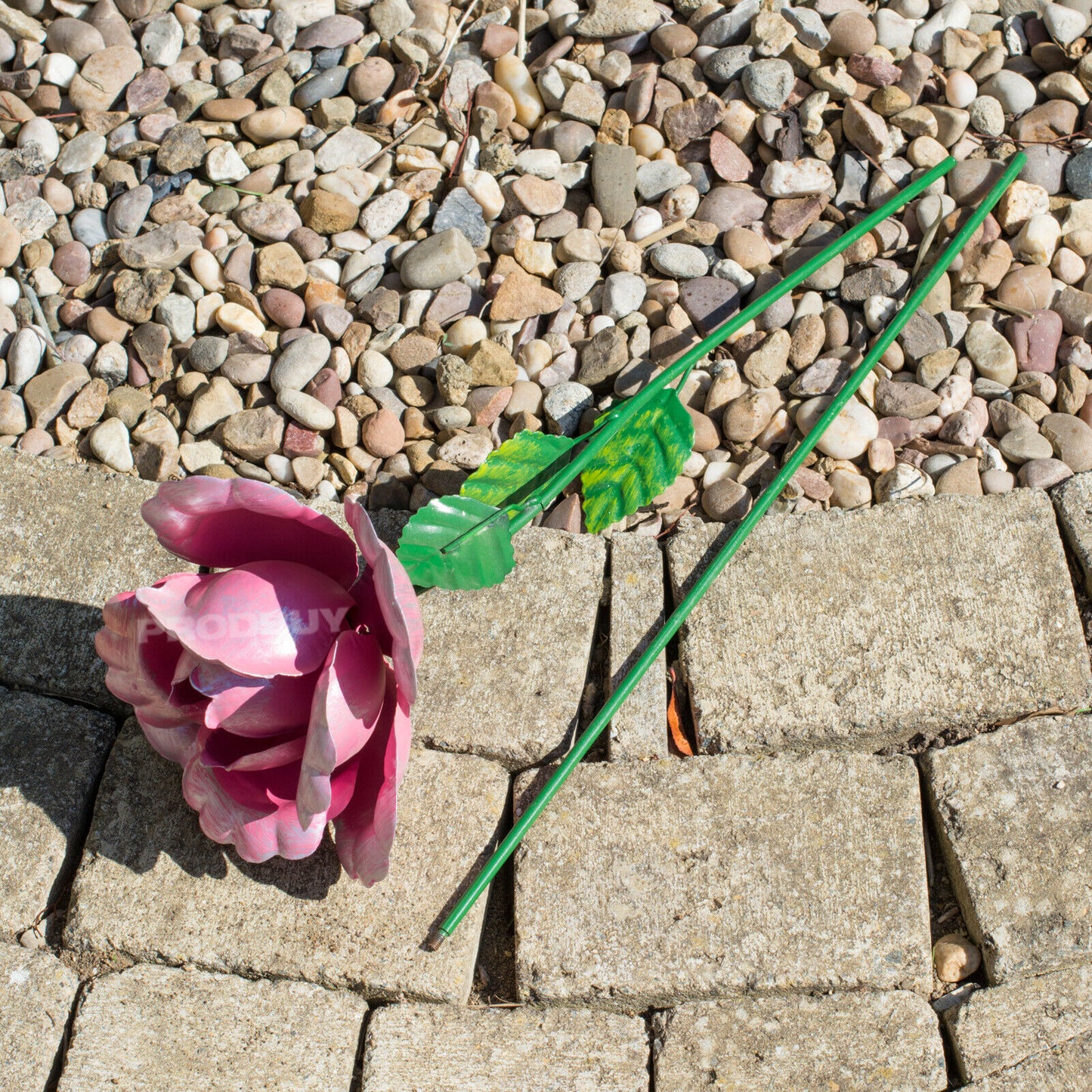 Large 83cm Rose Flower Garden Stake Metal Ornament