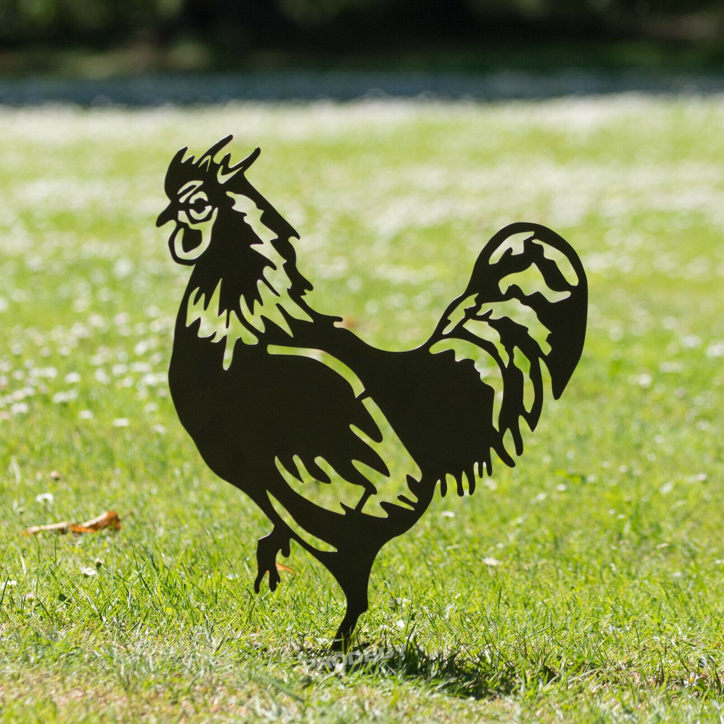 Black Garden Rooster Silhouette Stake Ornament