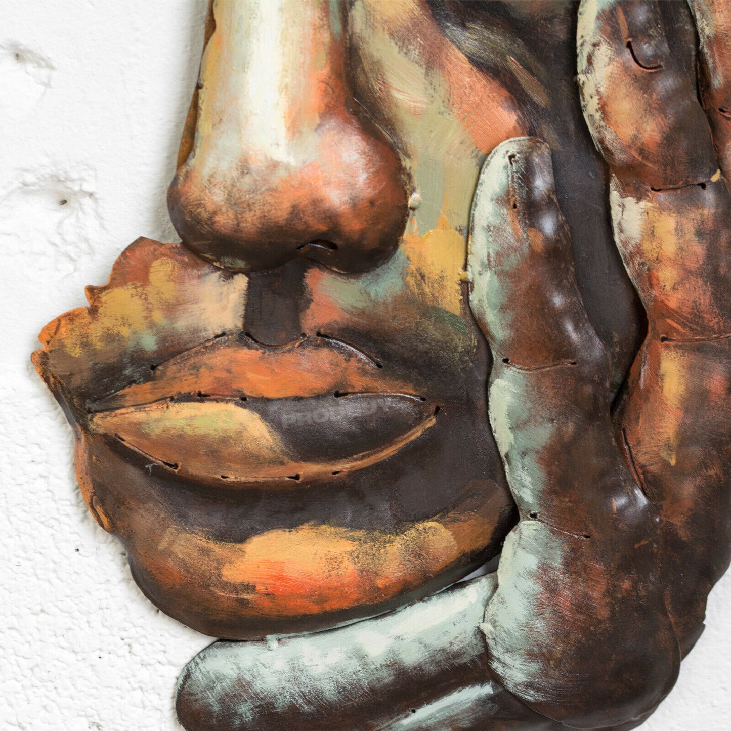 Face of Man Large Metal Wall Art 59cm Abstract Decoration