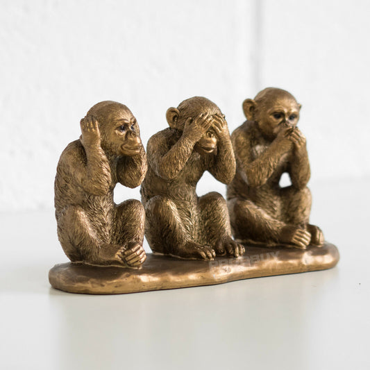 Bronze 3 Wise Monkeys Ornament See Speak Hear No Evil