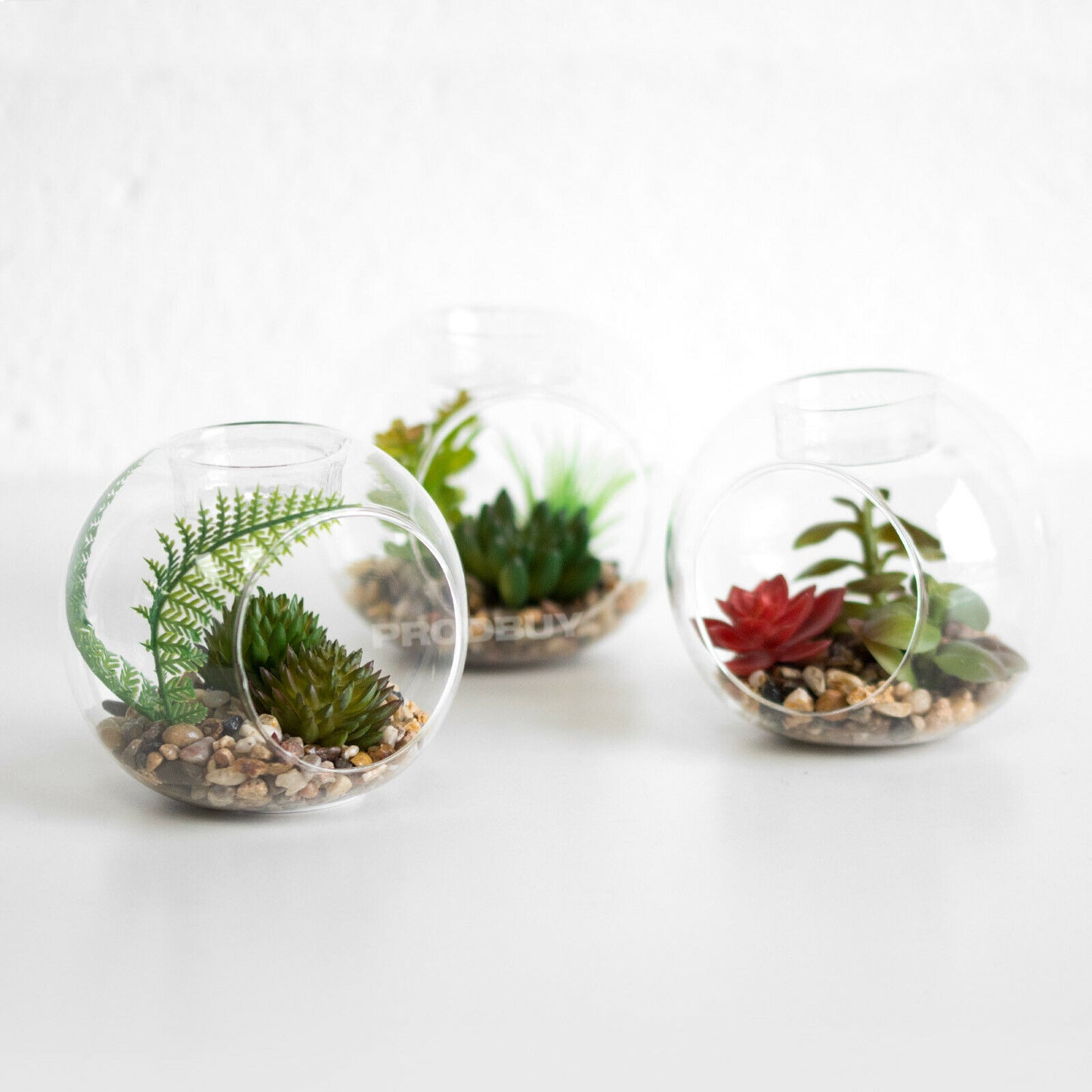Set of 3 Artificial Cactus Glass Tealight Candle Holders