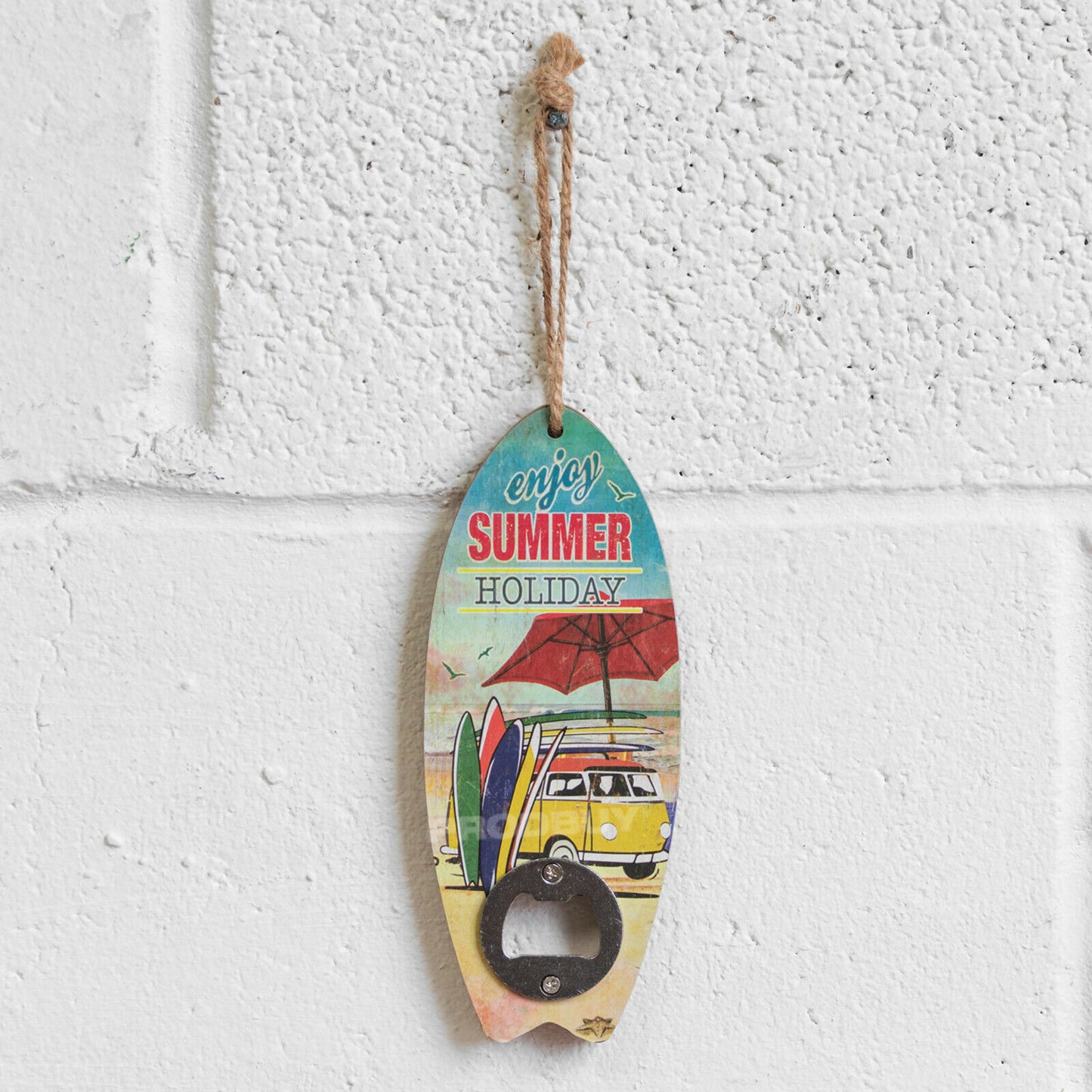 Surfboard Wall Mounted Wooden Beer Bottle Cap Opener